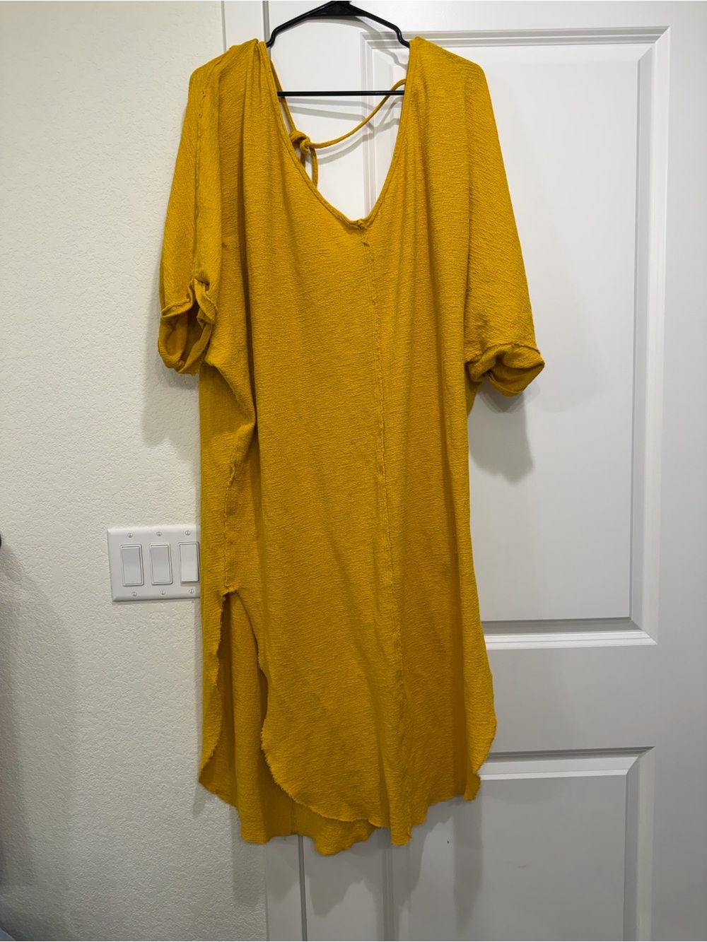 Free People Mustard Yellow Textured V-Neck Tunic Dress